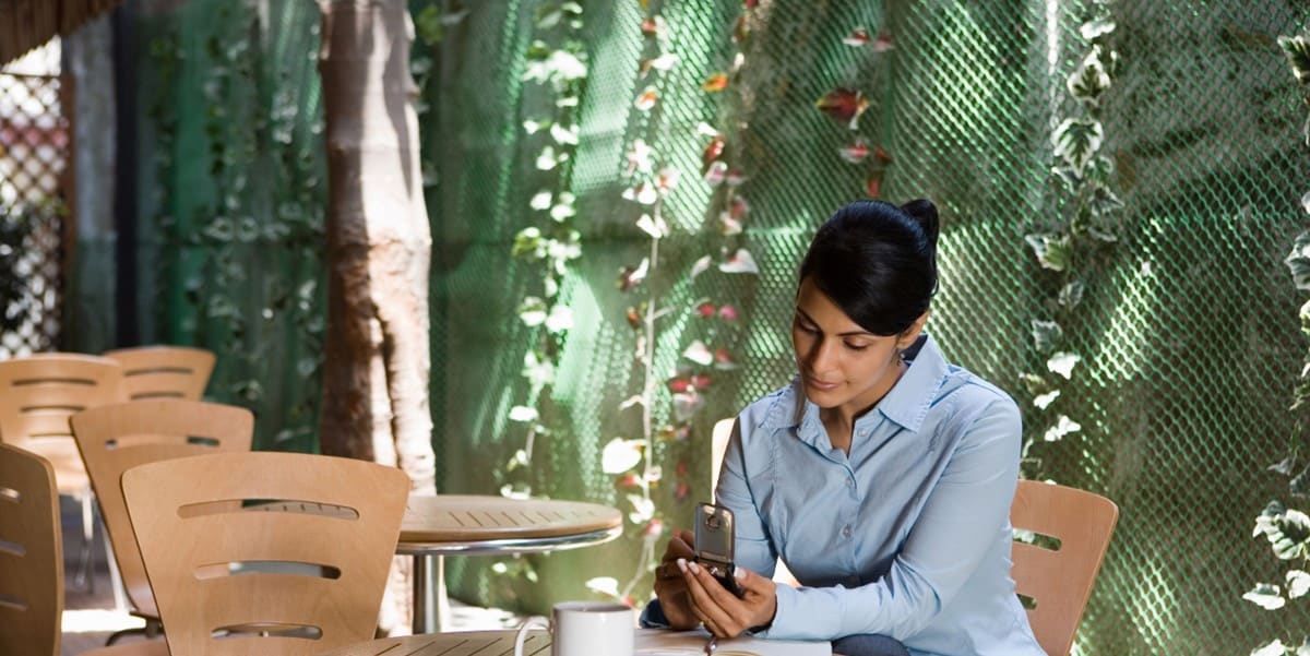 woman working at a table